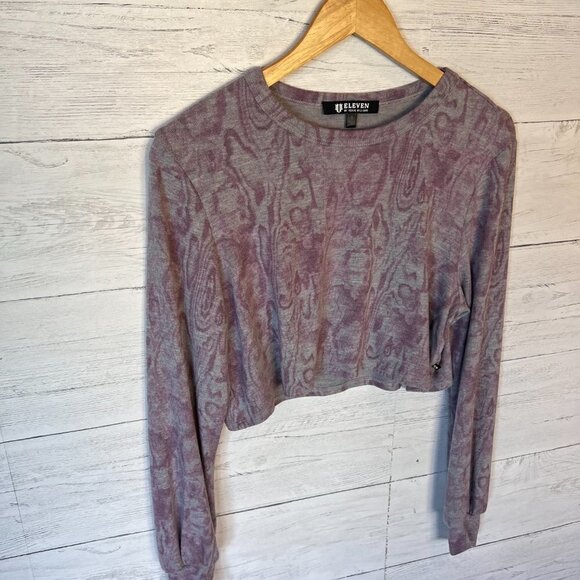 EleVen by Venus Williams Top Womens Size Small Purple and Gray Marbled Cropped - Picture 12 of 15